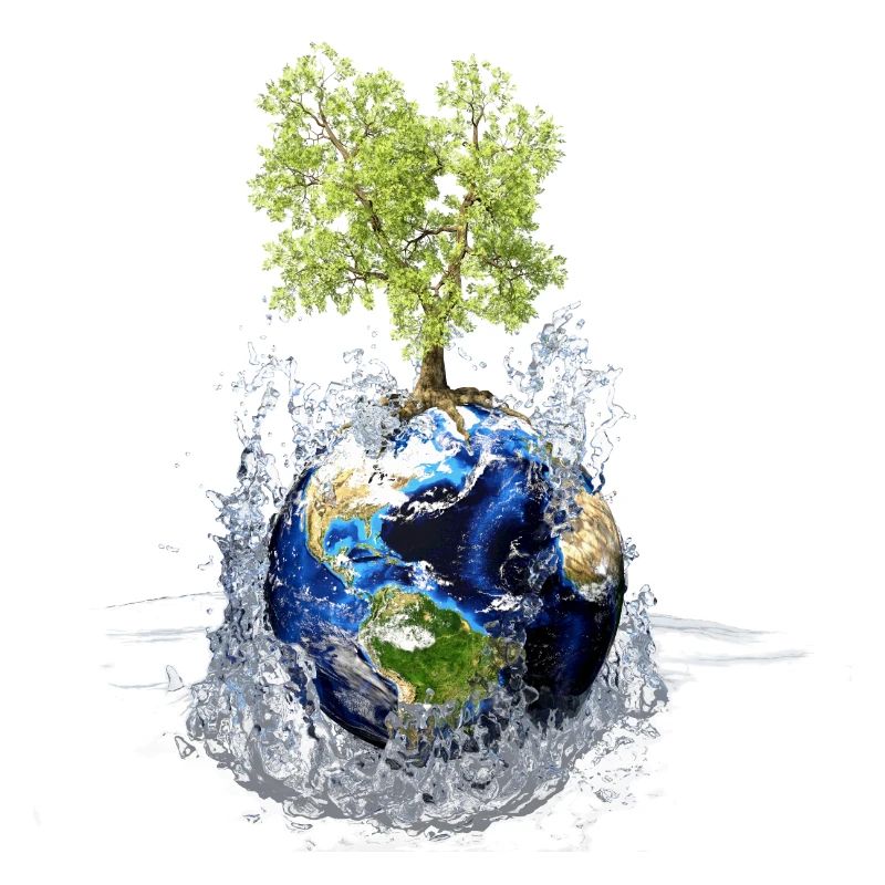 Globe avec arbre et éclaboussures d’eau