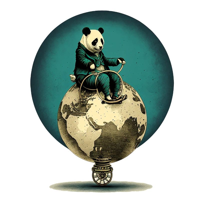 Panda kontrolliert den Globus