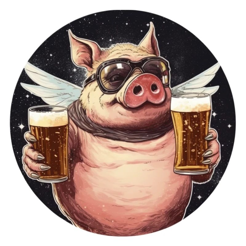 Fliegendes Schwein mit Bier