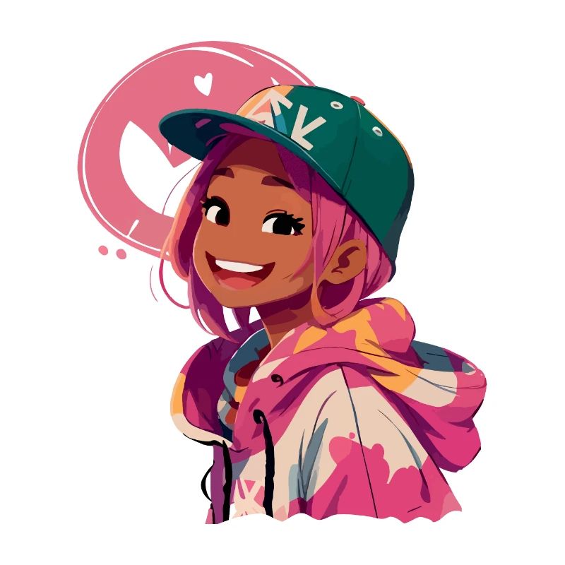 Schwarzes Mädchen im Kapuzenpullover (rosa)