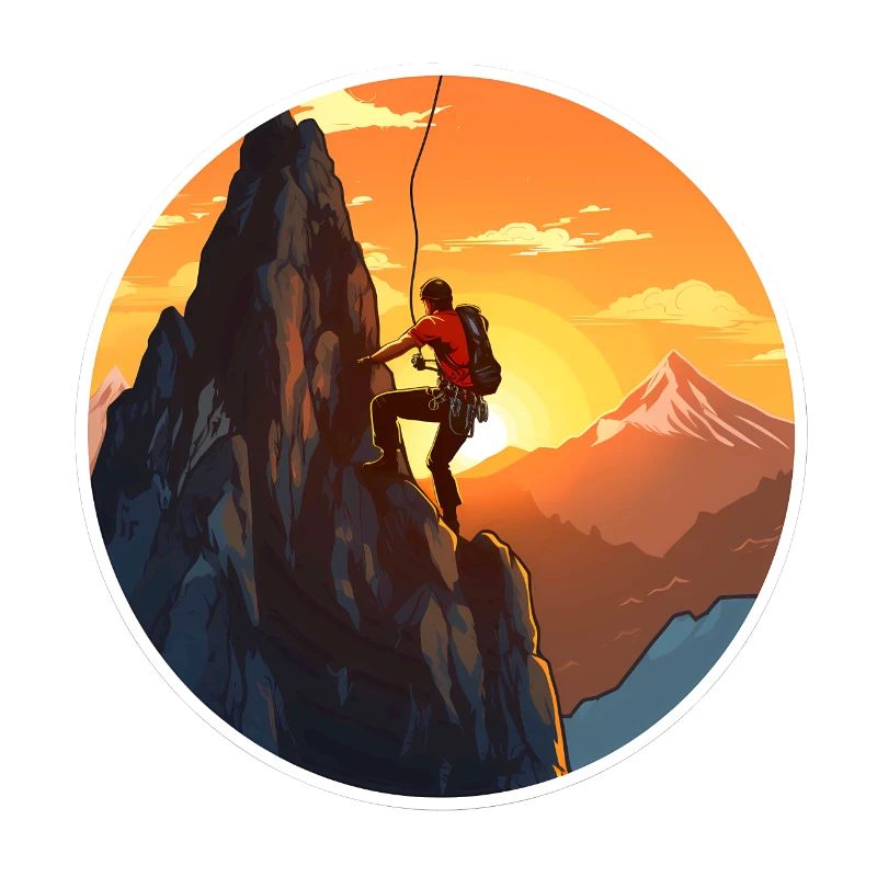 Alpiniste devant le coucher du soleil - conception d’escalade