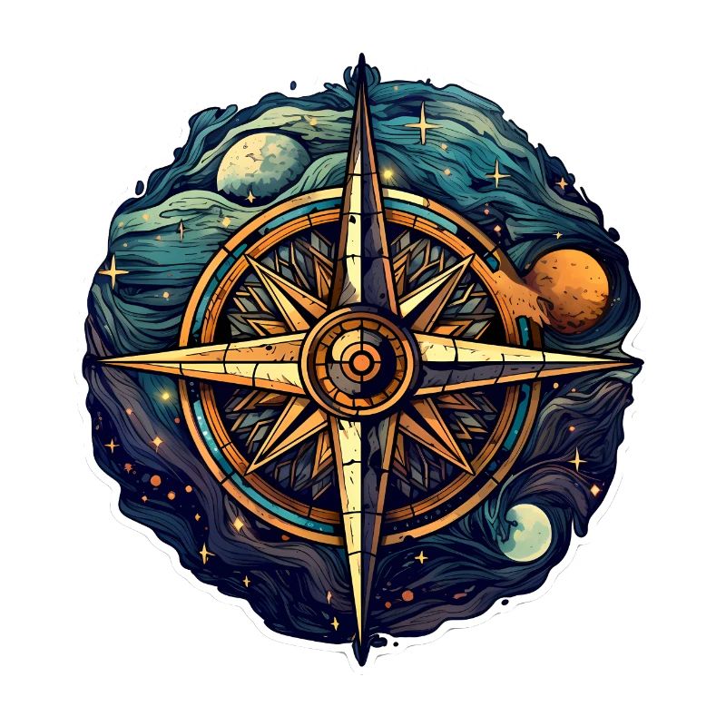 Beautiful Boho Compass - Sun, Moon and Cosmos