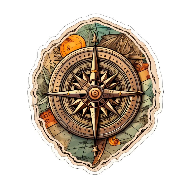 Retro compass on world map