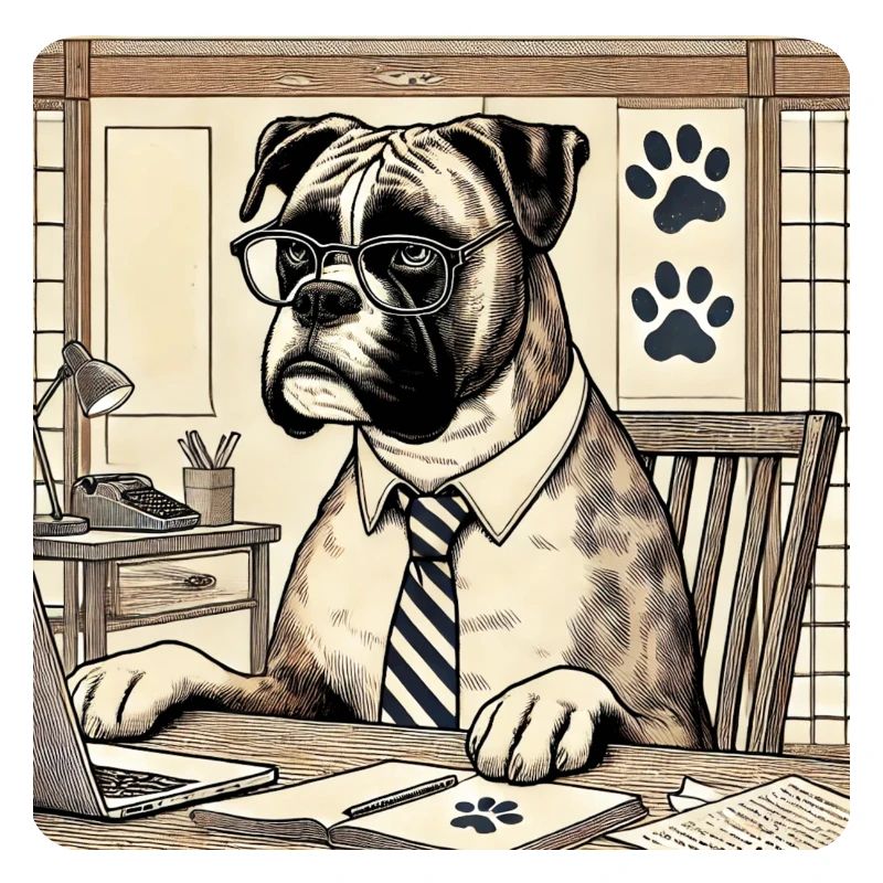 Boxer at the desk - ukiyo-e style