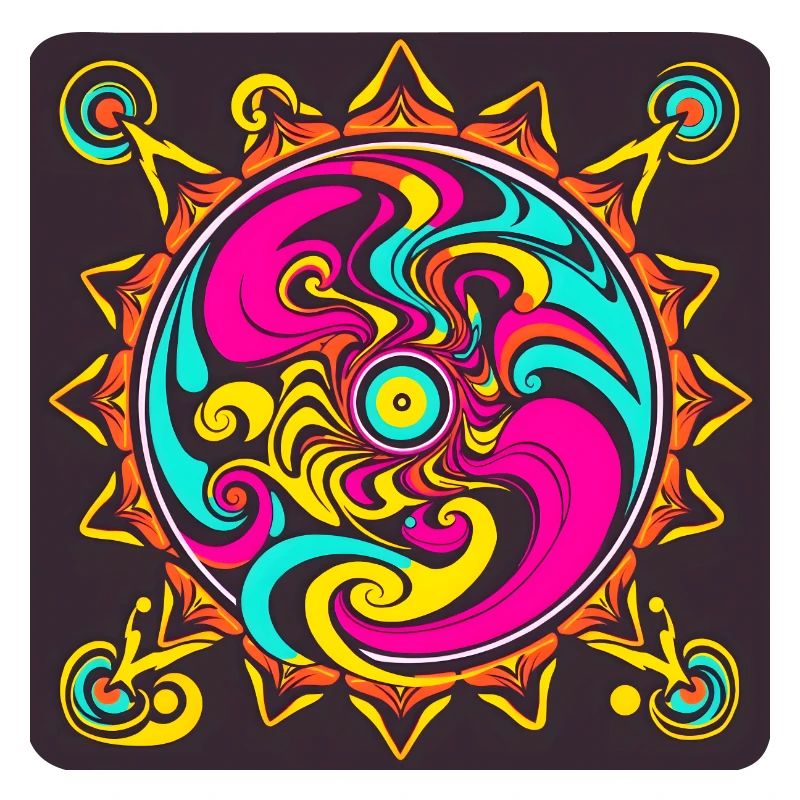 Psychedelic sun design in bright colors