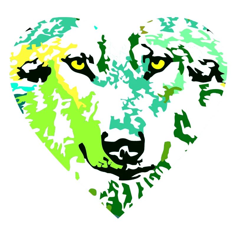 Wolf Herz bunt