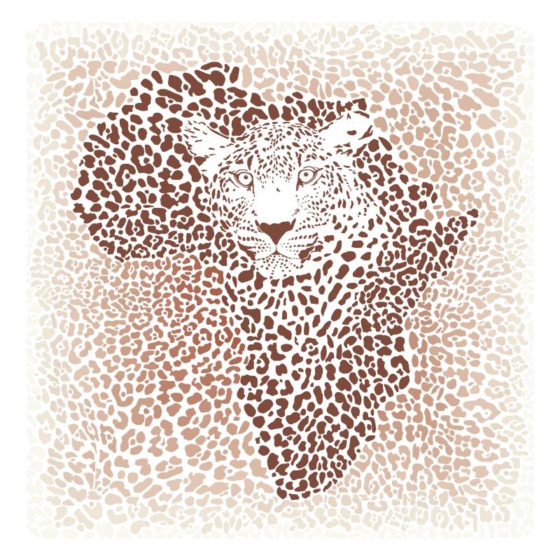Leopard seamless pattern vector illustration background with Africa map