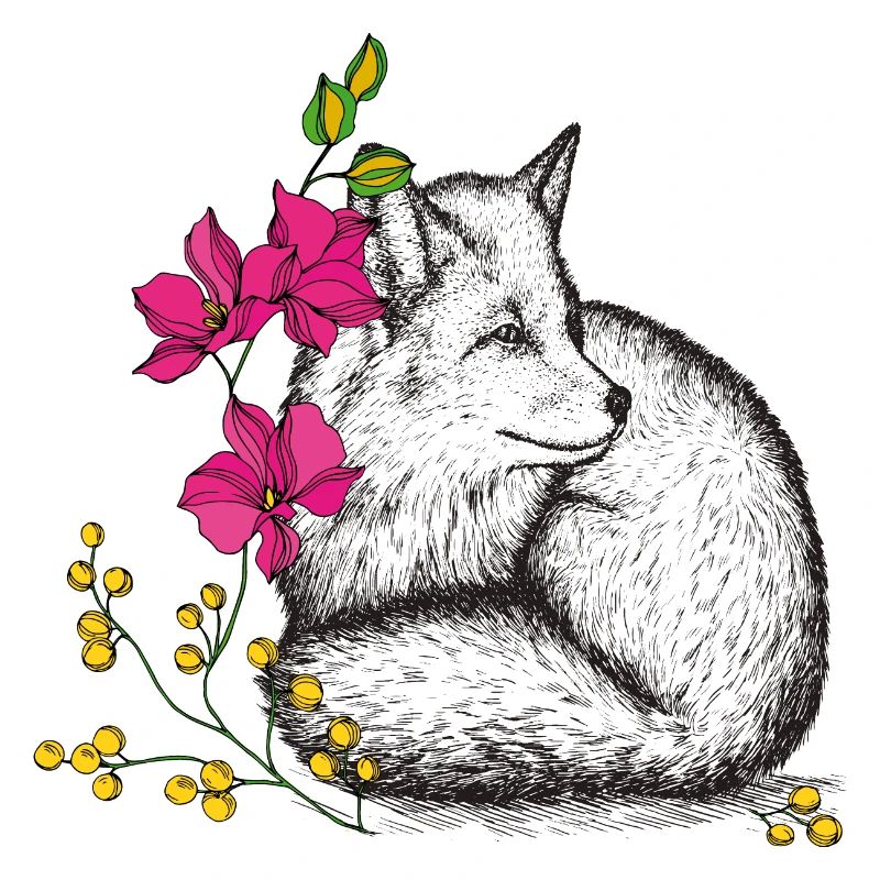 Fuchs mit Blumen