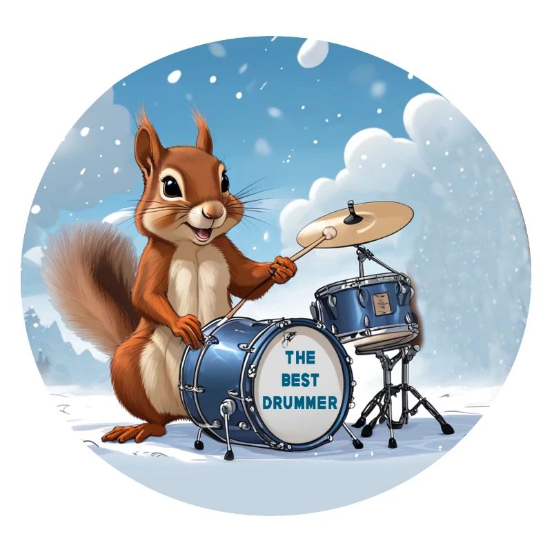 Squirrel plays drums in the snow