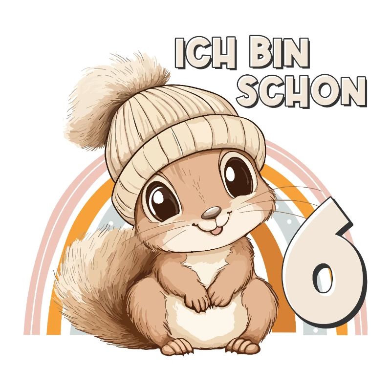 6. Geburtstag Eichhörnchen Regenbogen Süß Niedlich