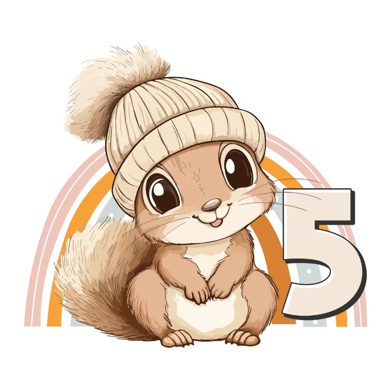 5. Geburtstag Eichhörnchen Regenbogen Süß Niedlich