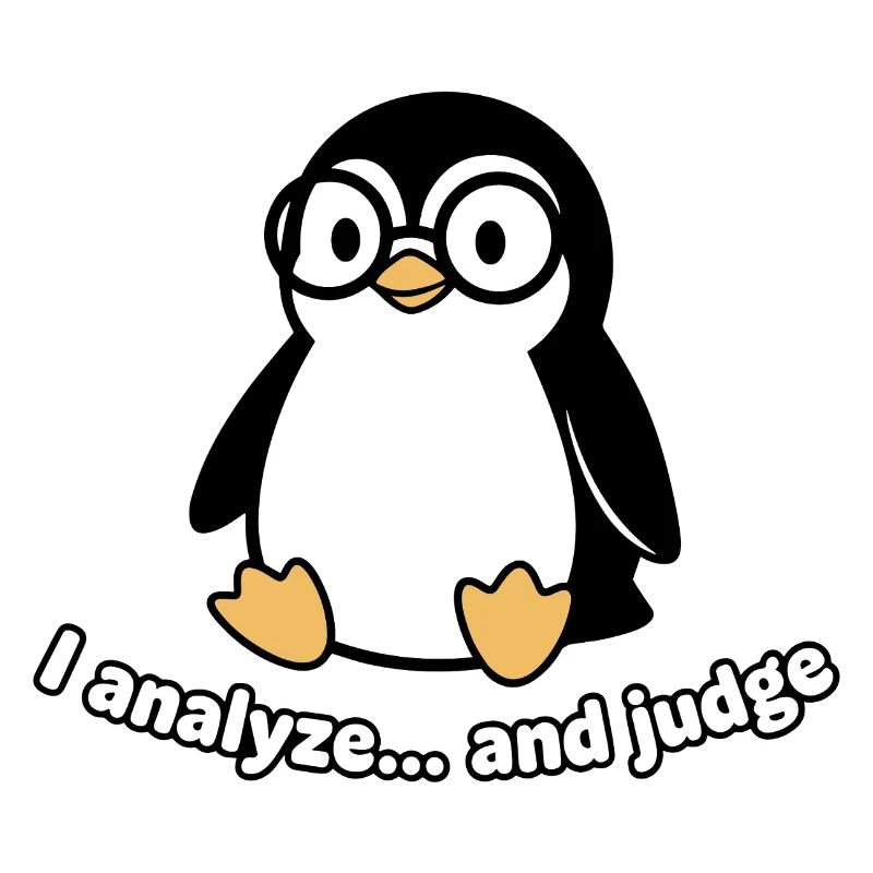 Penguin Thinker with Glasses