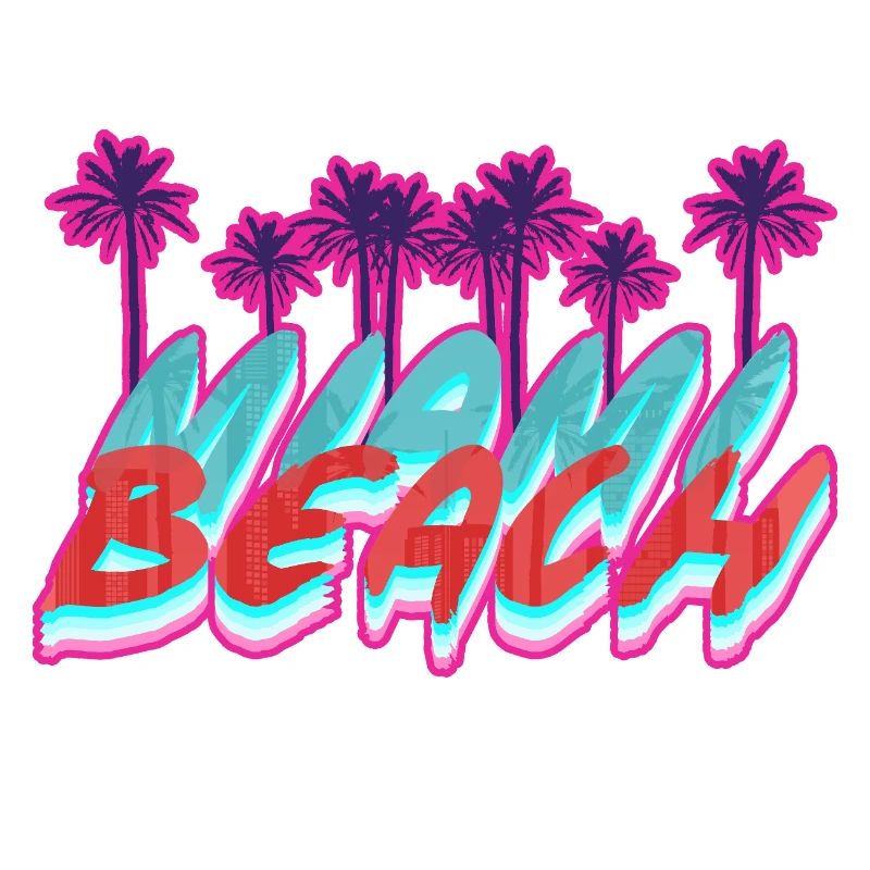Beach Florida Neon Palms