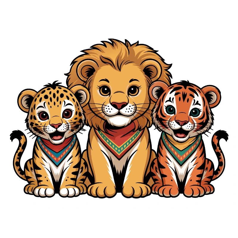 Süße Löwe Tiger Leopard Freunde