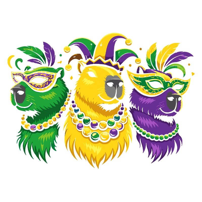 Capybara Maskenfest Trio Mardi Gras