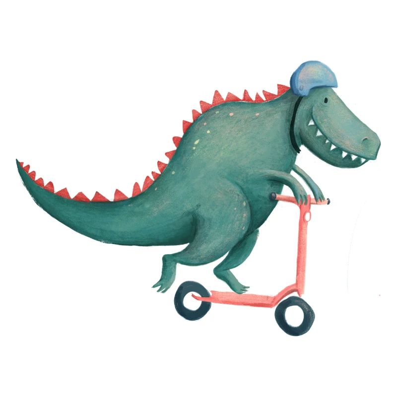 T-Rex rides e-scooter