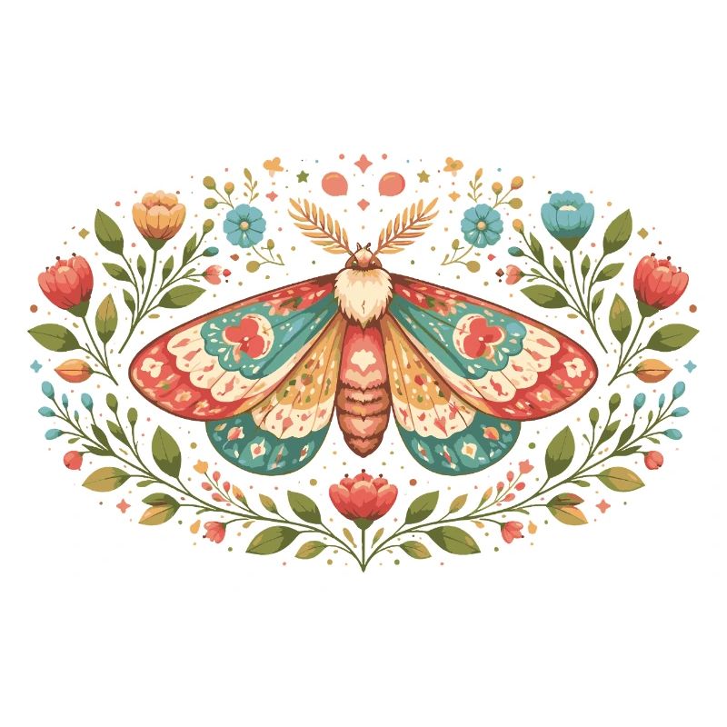 Spring moth with floral ornament