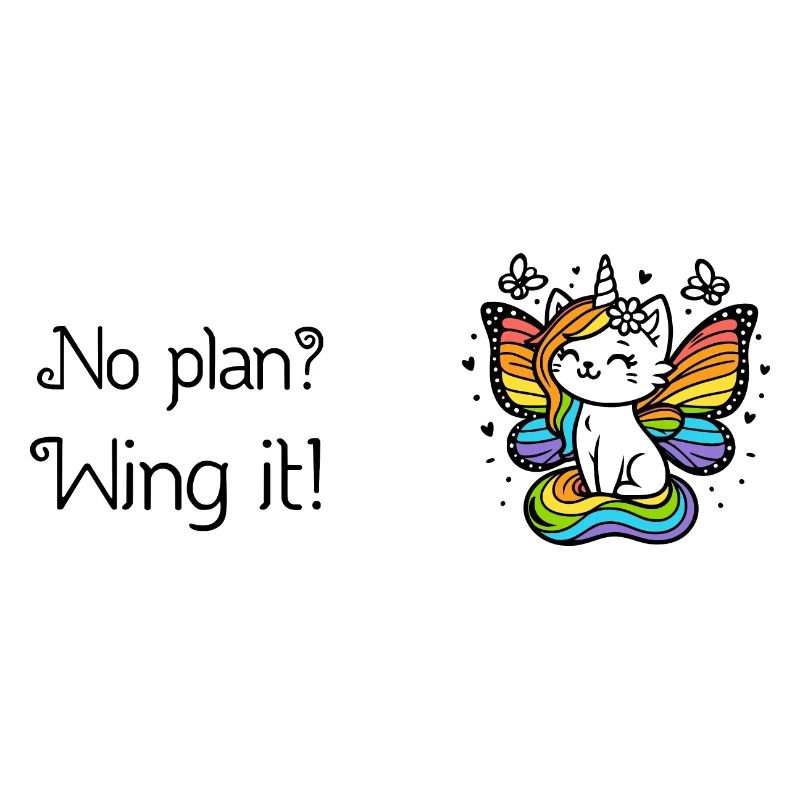 Pas de plan ? Ailez-le ! Chat licorne ailé (coloré)