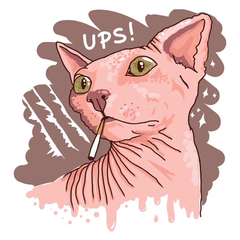 Sphynx Katze mit Zigarette