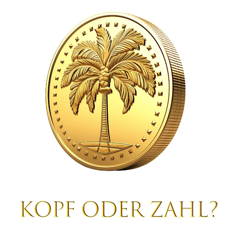 Goldener Münzwurf „Kopf oder Zahl?“ deutsch