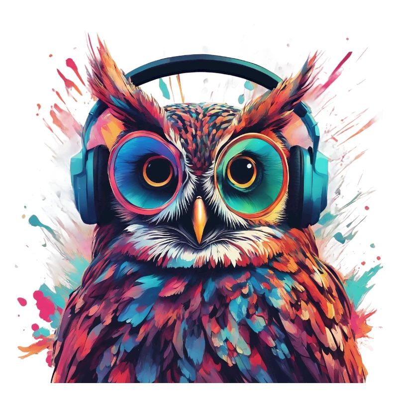 Coole Eule mit Kopfhörer