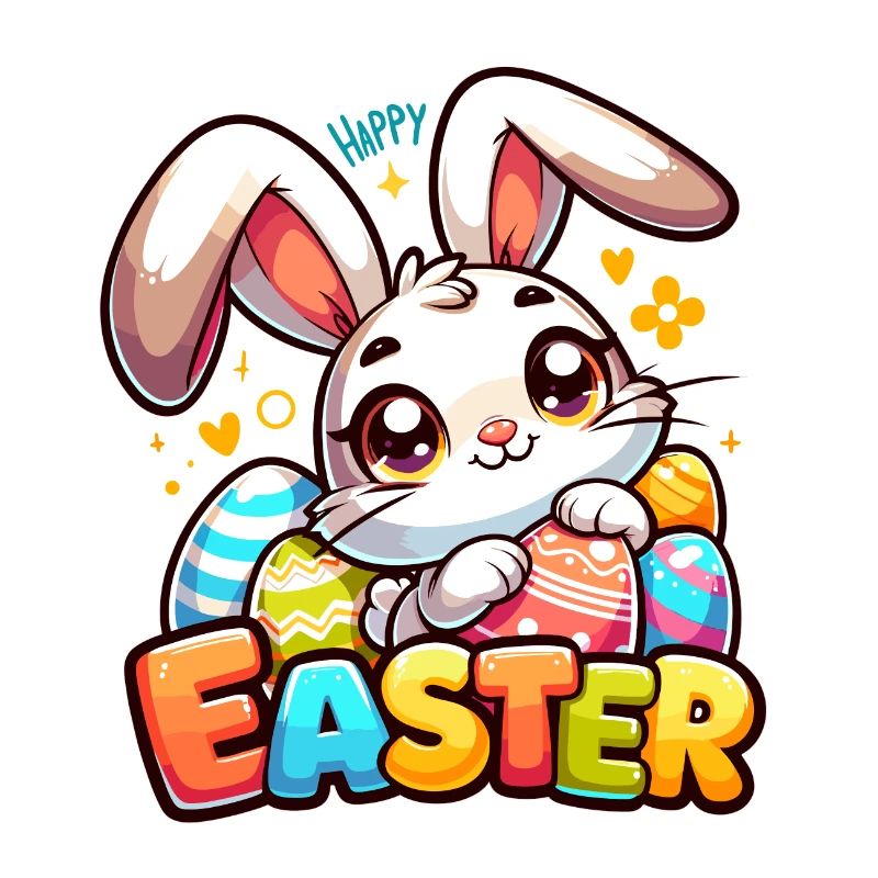 Joyeuses Pâques - Illustration de lapin de Pâques