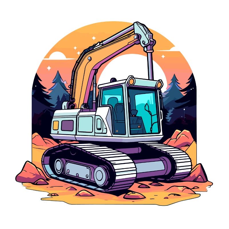 Excavator Construction Site Drawing