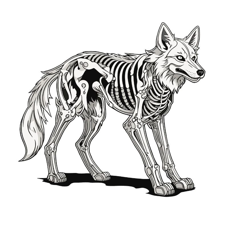 Wolf Skeleton Illustration
