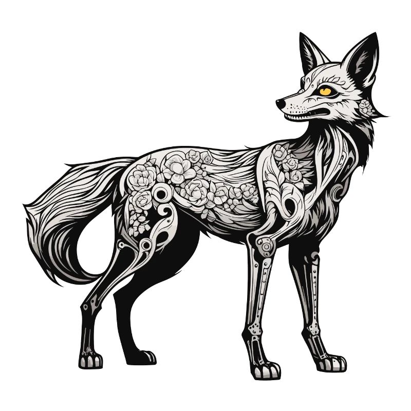Fuchs Skelett Illustration
