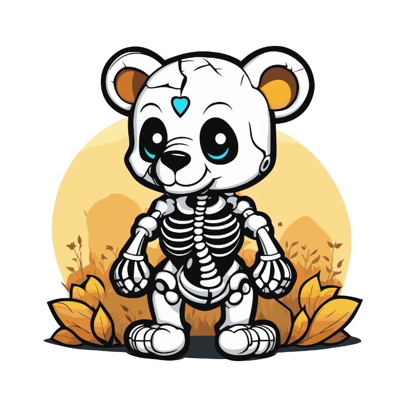 Cute Bear Skeleton Illustration