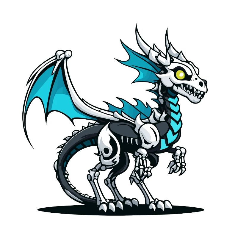 Illustration de squelette de dragon mignon