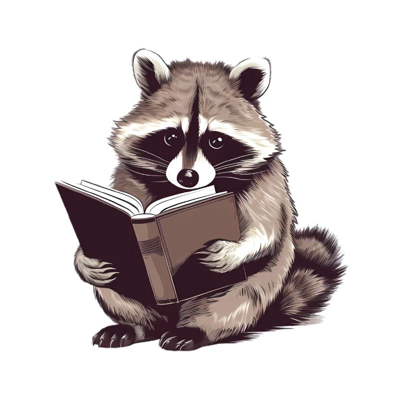 Lesender Waschbär mit Buch
