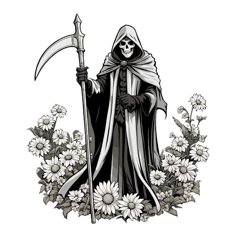 Sensenmann Blumen Illustration
