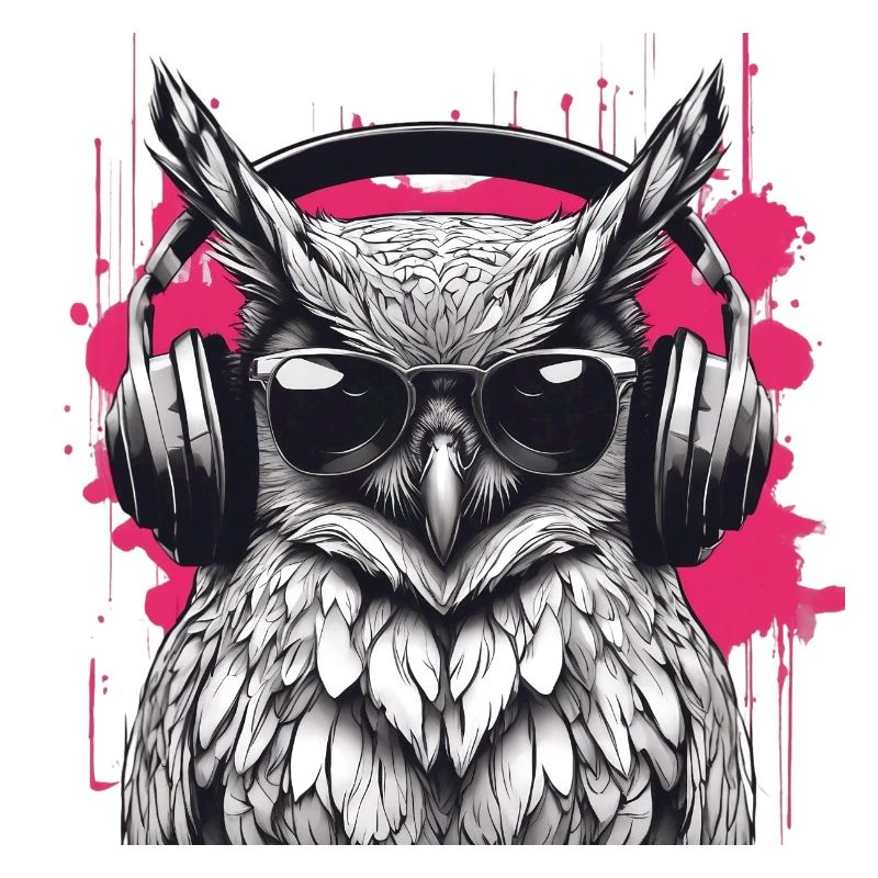 Eule mit Kopfhörer