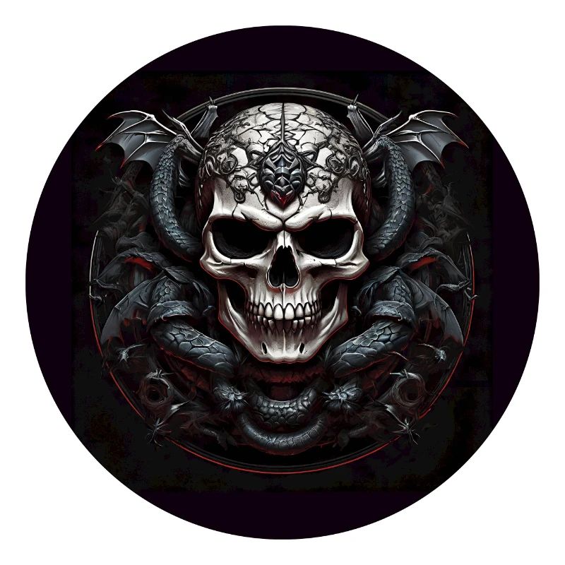 Decorative skull with snakes