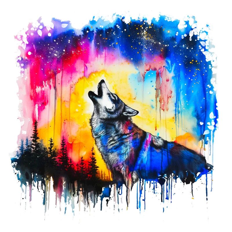 Loup aquarelle
