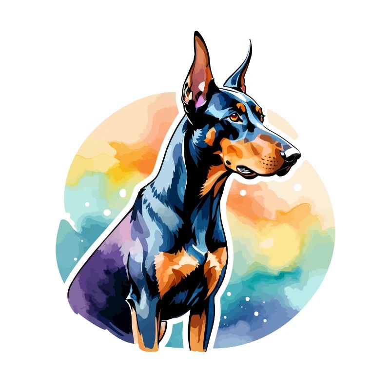 Dobermann Wasserfarben