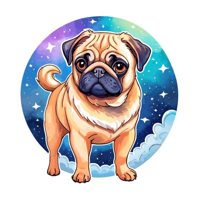 Mops Wasserfarben