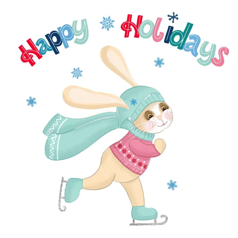 Rabbit skating: Happy winter time