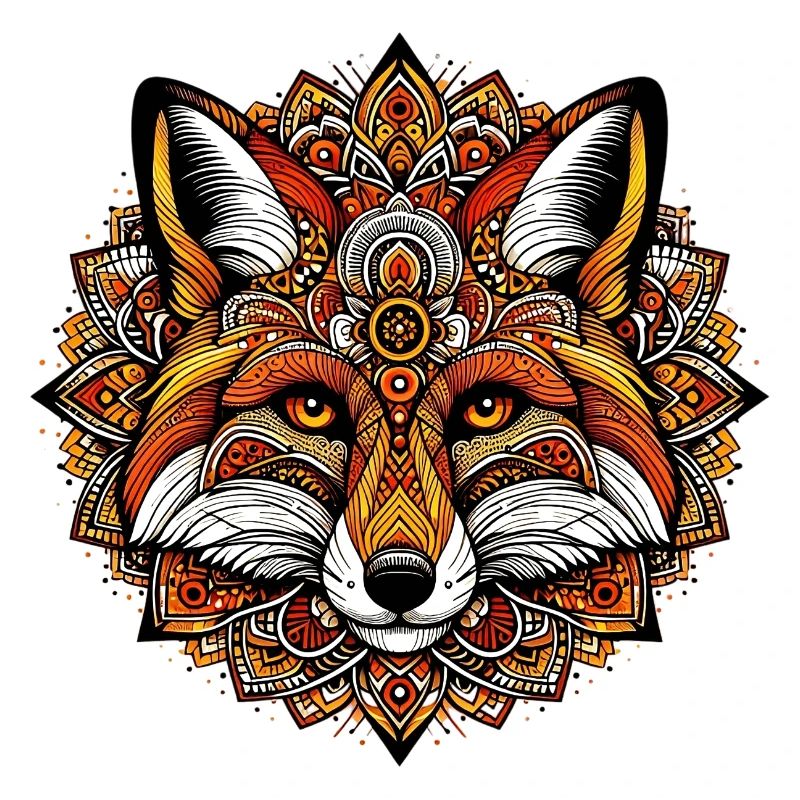 Fox decorated with Mandalas