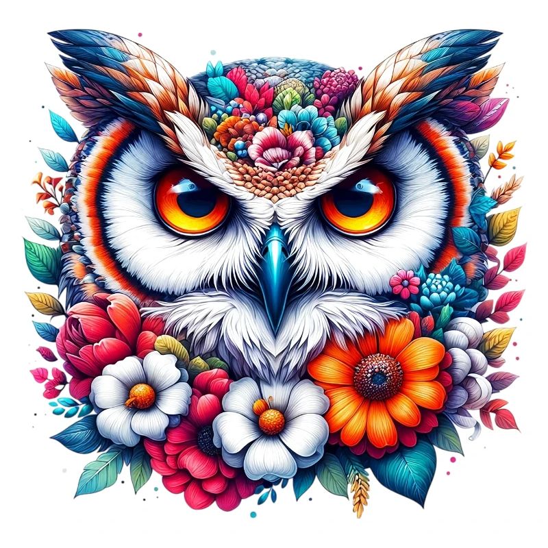 Owl decorated with flowers