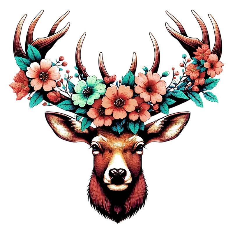 Hirsch mit Blumen