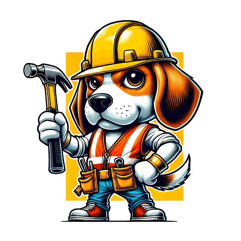 Beagle construction worker