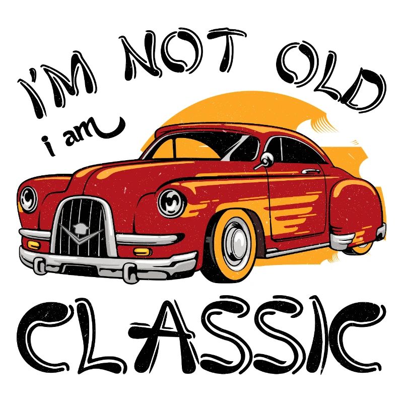 Roter Oldtimer mit Sunset Design