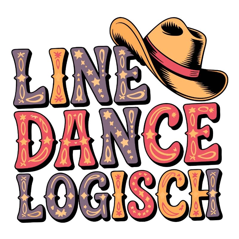 Line Dance Logo with Cowboy Hat