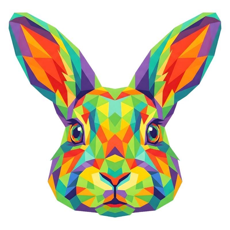 Colorful Geometric Rabbit Bunny Pop Art