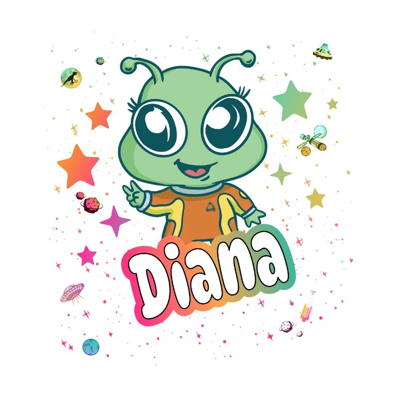 DIANA - Beau nom de fille avec extraterrestre mignon
