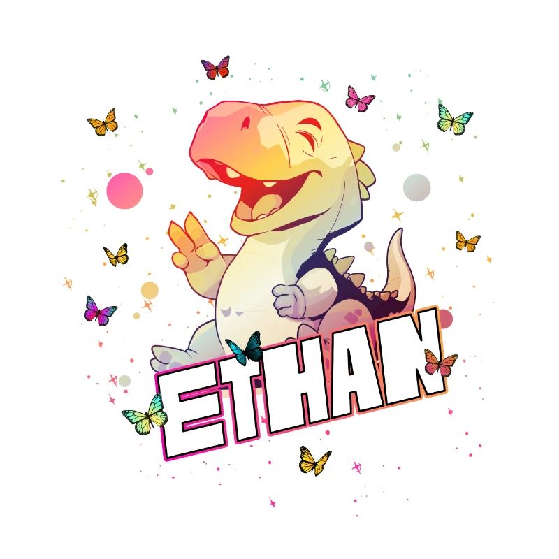 ETHAN - Beau nom de garçon avec mignon DINO T-REX
