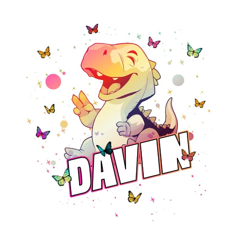 DAVIN - Beau nom de garçon avec mignon DINO T-REX