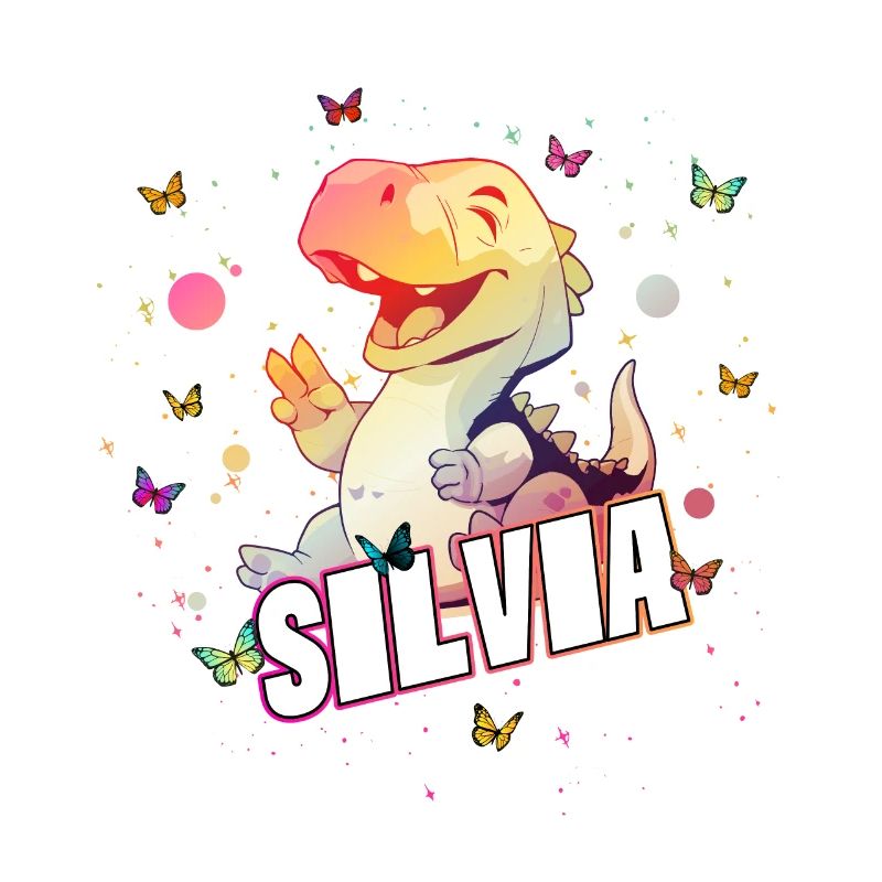 SILVIA - Schöner MÄDCHEN Name mit süßem DINO T-REX